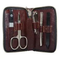 Akcesoria do paznokci - Pfeilring manicure-etui z boxkalbl Eder, 5-częściowy Niklowo wypełnienia (pilnik do paznokci, pęsety, podwójny instrument, obcinacz do paznokci, nożyczki do paznokci), ciemnobrązowy, 1er Pack (1 X 5 s 194340600 - miniaturka - grafika 1