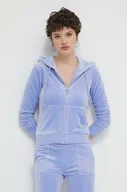Bluzy damskie - Juicy Couture bluza welurowa kolor niebieski z kapturem gładka - miniaturka - grafika 1