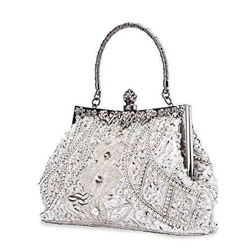 zebrum Damska wieczorowa kopertówka designerska torebka wieczorowa, kopertówka na imprezę damską, Srebrny, Small