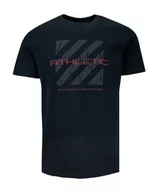 Koszulki męskie - T-shirt Męski Granatowy z Napisami, z Nadrukiem, Bawełniany, Krótki Rękaw -QUICKSIDE - Quickside - miniaturka - grafika 1