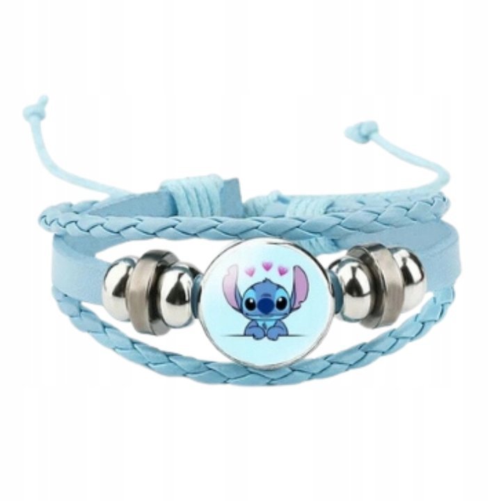 Błękitna Bransoletka Pleciona Regulowana Stworek z Serduszkami