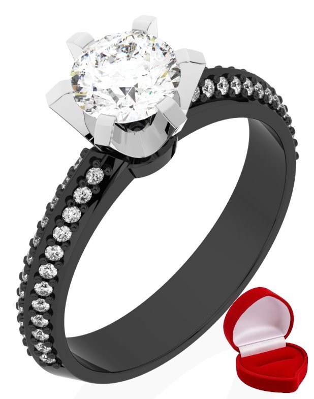 ZŁOTY PIERŚCIONEK ZARĘCZYNOWY 585 14k BRYLANT 0,70 ct CZARNE ZŁOTO R28