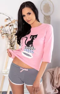 Aprodit Cat 0104 piżama damska, Kolor różowo-szary, Rozmiar S/M, Livia Corsetti - Intymna - Piżamy damskie - miniaturka - grafika 1