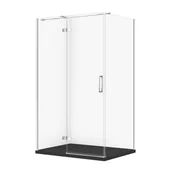 Kabiny prysznicowe - Kabina prysznicowa Cersanit Jota 120x90x195 prostokątna chrom transparentne z brodzikiem tako slim czarny mat S601-421 - miniaturka - grafika 1