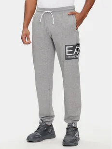 EA7 Emporio Armani Spodnie dresowe 3DPP73 PJ05Z 3905 Szary Regular Fit - Spodnie sportowe męskie - miniaturka - grafika 1