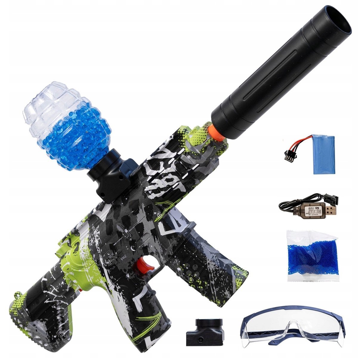 Pistolet Na Kulki Żelowe Karabin Automatyczny Mini Zielony Elektryczny