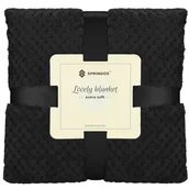 Koce - Narzuta na łóżko, pled 150x200 cm dwustronny, tłoczony koc na kanapę czarny - miniaturka - grafika 1