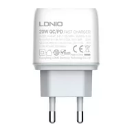 Ładowarki do telefonów - Ładowarka sieciowa LDNIO A2424C USB, USB-C 20W + Kabel USB-C - miniaturka - grafika 1