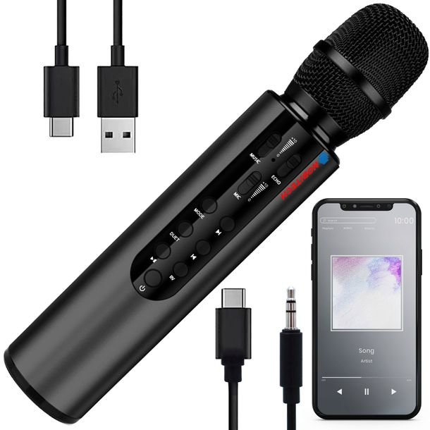 Mikrofon Dla Dzieci Bezprzewodowy Karaoke Bluetooth Głośnik Echo Nagrywanie