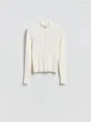 Swetry damskie - Reserved - Bluzka ze stójką - kremowy - miniaturka - grafika 1