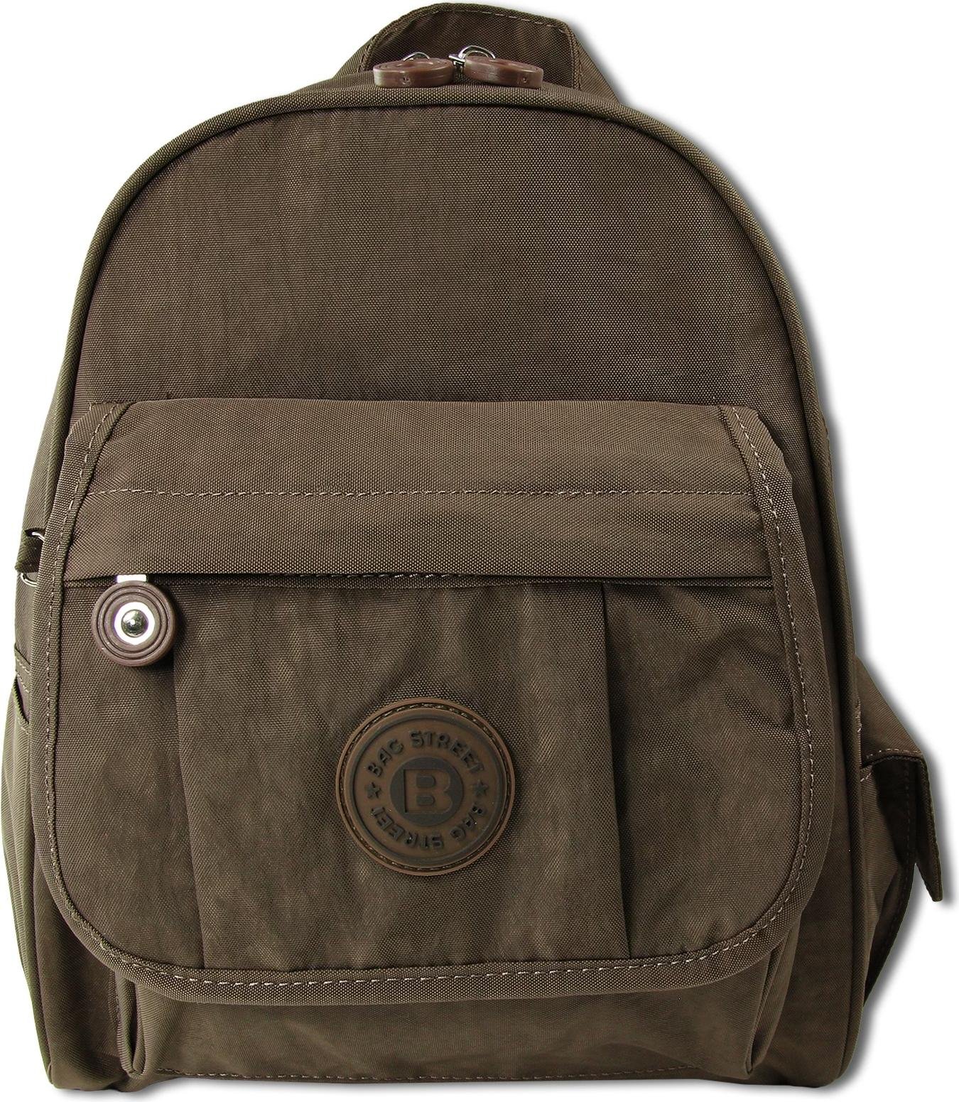 Plecak Street marszczony nylon brązowy modny damski plecak miejski ORJ201N