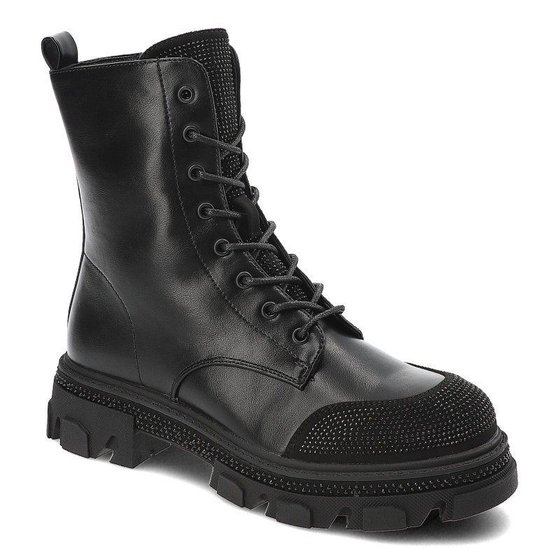 Czarne Botki S.Barski Ocieplane Workery Damskie