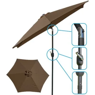 SASKA GARDEN Parasol ogrodowy 300cm składany brązowy Saska Garden 27570-0 - Parasole ogrodowe - miniaturka - grafika 1