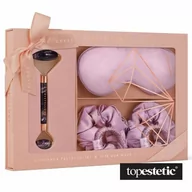 Pozostałe akcesoria do kąpieli i SPA - Crystallove Crystallove Amethyst Home Spa Set ZESTAW Masażer do twarzy z ametystu 1 szt + Opaska z jedwabiu 1 szt + Gumka do włosów jedwabna 4 szt - miniaturka - grafika 1