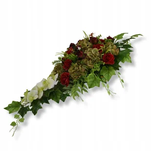 Stroik Wiązanka na grób Obciążony Zielono czerwone sztuczne kwiaty - Sztuczne kwiaty - miniaturka - grafika 1