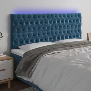 vidaXL Zagłówek do łóżka z LED, ciemnoniebieski, 180x7x118/128 cm - Inne meble do sypialni - miniaturka - grafika 1