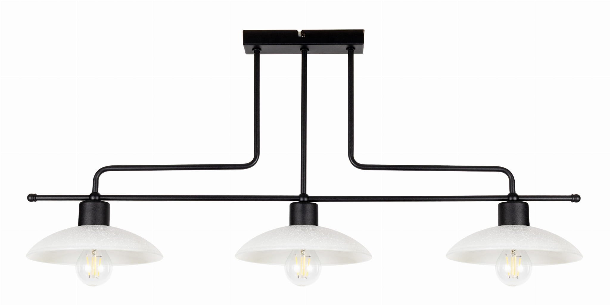 Lampa sufitowa 3-punktowa loft czarna ze szklanymi kloszami oświetlenie industrialne LED E27