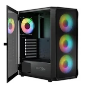 Obudowy komputerowe - Logic Midi Tower Portos ARGB czarna - miniaturka - grafika 1