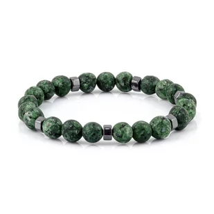 Bransoletka koraliki w kolorze zielonym EM 52 - EM Men's Accessories - Bransolety męskie - miniaturka - grafika 1