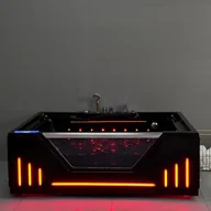 Wanny z hydromasażem - Czarna wanna z hydromasażem Aquaholm PREMIUM LINE A9007 170cm x 120cm x 59cm BLUETOOTH, PODGRZEWACZ WODY, WODOSPAD, USB, PILOT - miniaturka - grafika 1