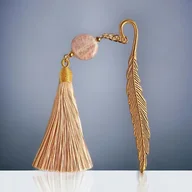 Zakładki do książek - Zakładka PREMIUM : kamień słoneczny : beż i złoto - miniaturka - grafika 1