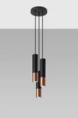 Lampy sufitowe - Sollux Lighting Lampa wisząca LOOPEZ 3P czarny/miedź - miniaturka - grafika 1