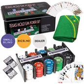 Akcesoria do gier planszowych - Zestaw Do Pokera Texas Mata Karty Żetony 200 Sztuk U666 - miniaturka - grafika 1