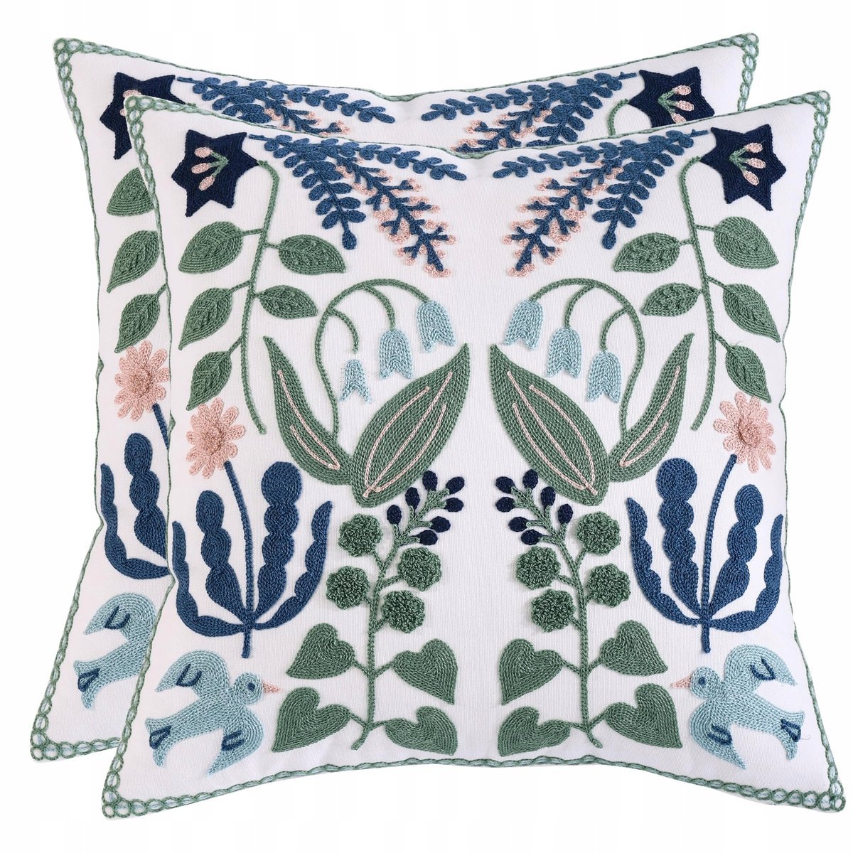 TOSLEO Poszewki Na Poduszki 45x45cm Niebieskie Liście Sofa Ogród