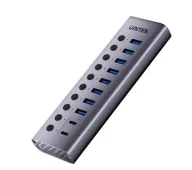 Huby USB - Unitek H1315B01-EU 10w1 5Gbps 8x USB A 2x USB C Srebrny - miniaturka - grafika 1