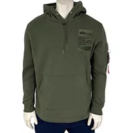 Swetry męskie - ALPHA INDUSTRIES Patch Hoody Lf Sweter męski, 142-Dark Olive, L - miniaturka - grafika 1
