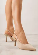 Sandały damskie - Beżowe Sandały na Szpilce w Stylu Slingback Kerlahne - miniaturka - grafika 1