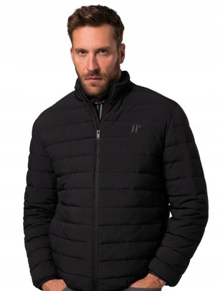 JP 1880 KURTKA MĘSKA PIKOWANA CZARNA Z ZAMKIEM DO BIODER 4XL 2JQA