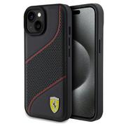 Etui i futerały do telefonów - Ferrari FEHCP15SPWAK iPhone 15 / 14 / 13 6.1" czarny/black hardcase Perforated Waves Metal Logo - miniaturka - grafika 1