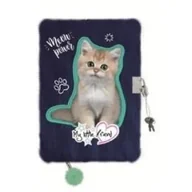 Szkolne artykuły papiernicze - Pamiętnik z kłódką A5/96K włochacz Kitty Party - miniaturka - grafika 1