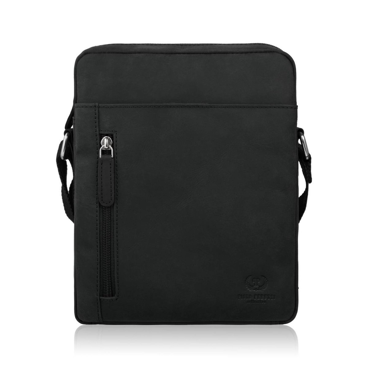 Saszetka męska skórzana na ramię czarna listonoszka vintage T-119-HBL