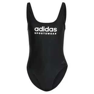 adidas Damski strój kąpielowy z dekoltem w kształcie litery U, czarny 102 cm, Czarny, 128 - Stroje kąpielowe - miniaturka - grafika 1