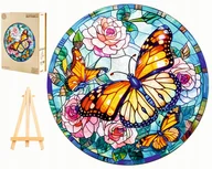 Puzzle - PUZZLE DREWNIANE MOTYLE 280 ELEMENTÓW MOTYLE WITRAŻ W DREWNIANYM PUDEŁKU - miniaturka - grafika 1