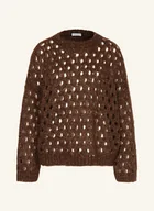 Moda i Uroda OUTLET - Brunello Cucinelli Sweter Z Dodatkiem Moheru I Nitami braun - miniaturka - grafika 1