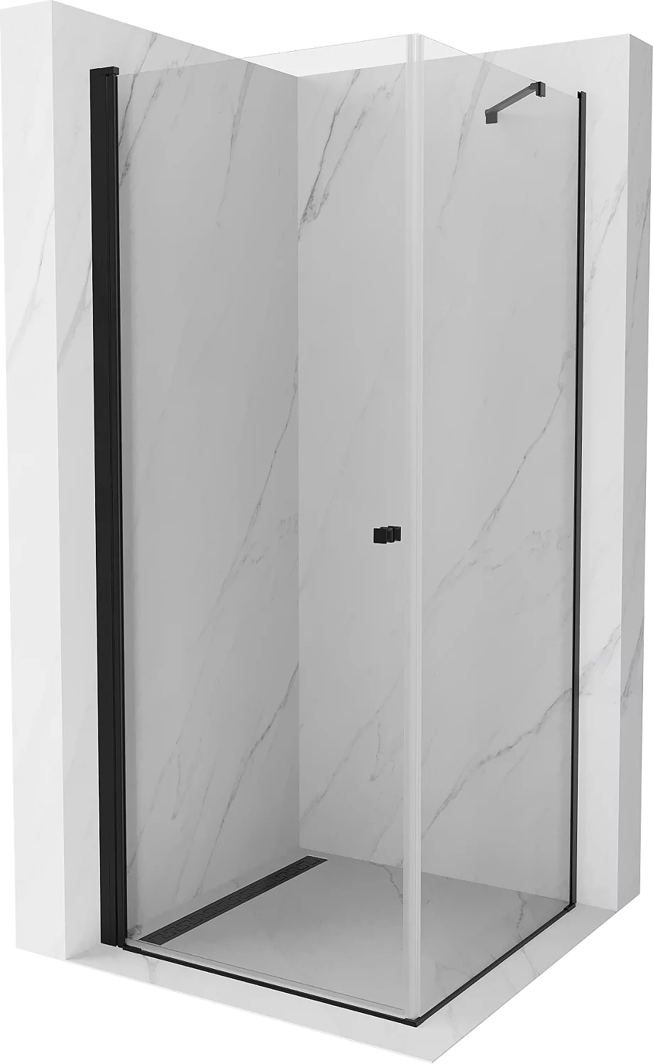 Mexen Pretoria kabina prysznicowa uchylna 100x100 cm, transparent, czarna - 852-100-100-70-00