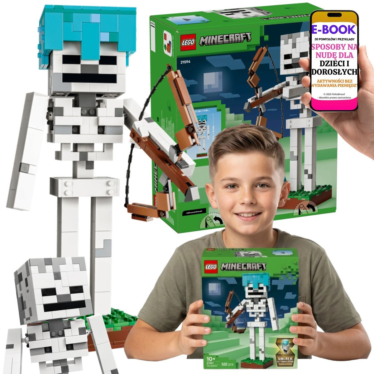 LEGO Minecraft Szkielet Figurka do Zbudowania 21594 + E-BOOK-3