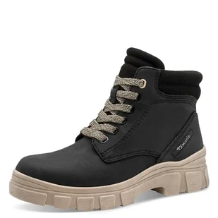 Tamaris Damskie sztyblety Lace Boot Flat 1-25913-45, czarne, rozmiar 37 EU, czarny, 37 EU - Botki damskie - miniaturka - grafika 1