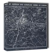 Obrazy i zdjęcia na płótnie - Map of Zeppelin and aeroplane bombs on London, Herbert Green - obraz na płótnie Wymiar do wyboru: 50x50 cm - miniaturka - grafika 1