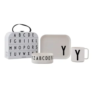3-częściowy zestaw naczyń dla dzieci z kuferkiem Design Letters Classics Y - Zestawy naczyń dla dzieci - miniaturka - grafika 1