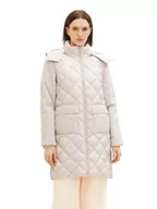 Płaszcze damskie - Damski pikowany płaszcz TOM TAILOR z odpinanym kapturem i kieszeniami, 16339-szare chmury, XL - miniaturka - grafika 1