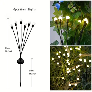 TEMU Zestaw 6/8/10 Słonecznych Światełek Ogrodowych w Kształcie Syrenki - Lampa Solarna do Ogródka, Wiatrowo Napędzane Świetlówki LED, Dekoracyjne - Inne - miniaturka - grafika 1