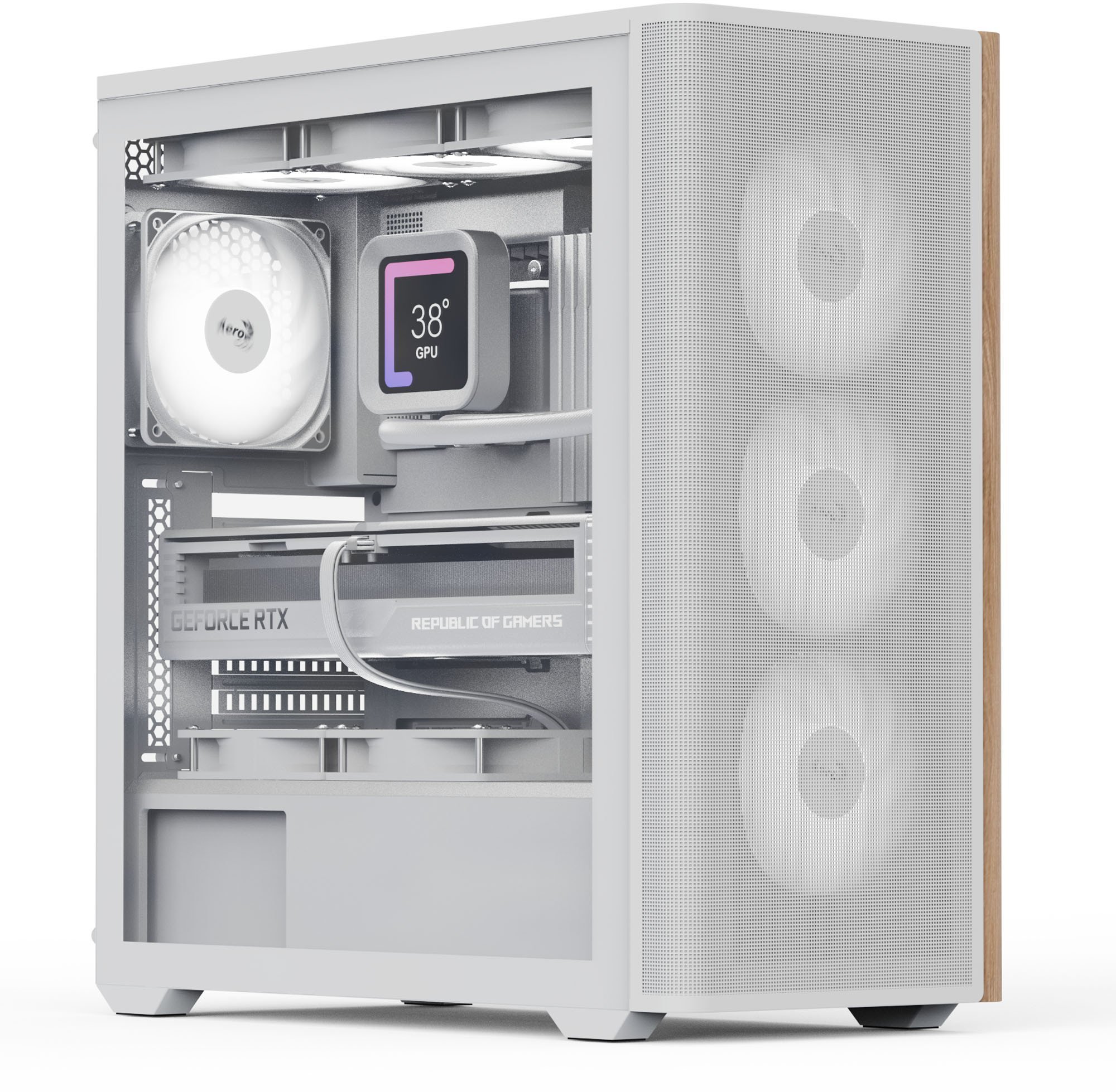 Aerocool D501A PC-Gehäuse, Midi-Tower, ATX, Tempered Glass - weiß