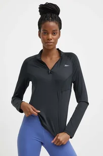 Reebok bluza do biegania kolor czarny gładka 100075413 - Bluzy damskie - miniaturka - grafika 1