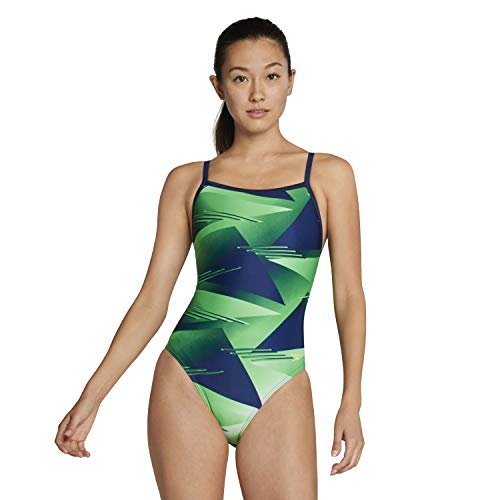 Speedo Damski strój kąpielowy jednoczęściowy Prolt Flyback nadruk dla dorosłych Team Colors jednoczęściowy strój kąpielowy Lane Game niebieski/zielony 24