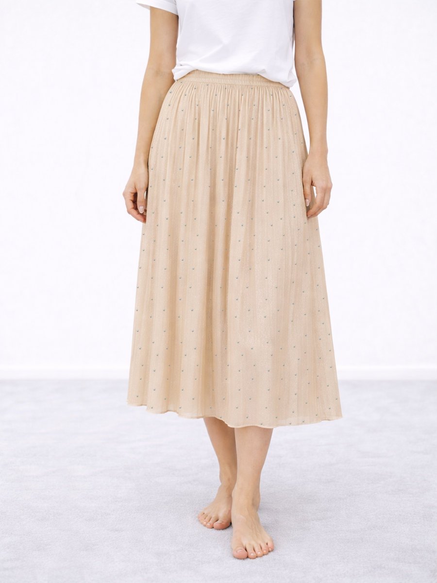 Spódnica plisowana z kryształkami beżowy M
