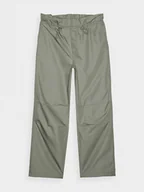 Spodnie sportowe damskie - 4F Spodnie casual parachute oversize damskie - oliwkowe/khaki XL - miniaturka - grafika 1